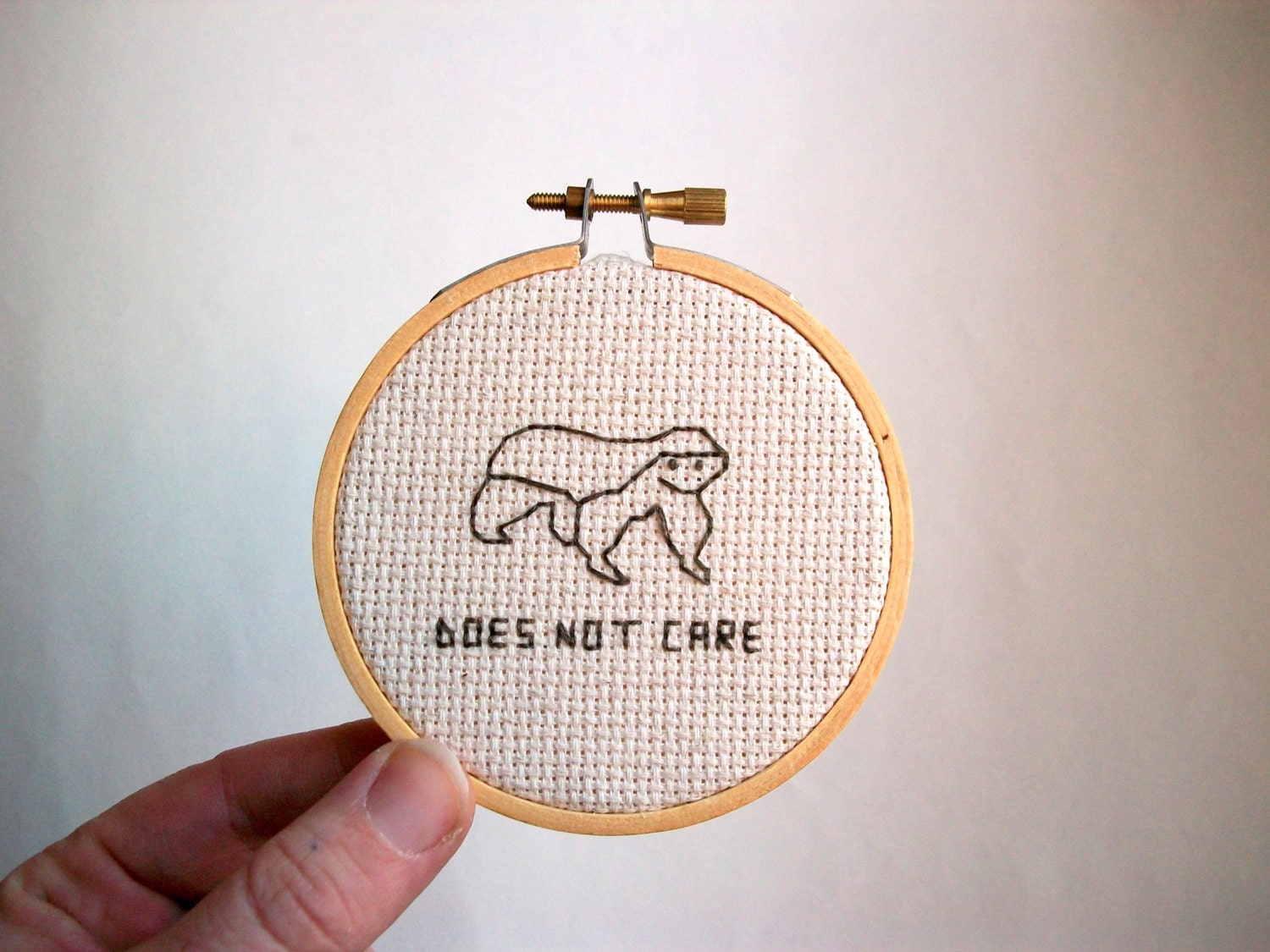 Honey Badger Hobo Sign -- Modern cross stitch hobo signs for a contemporary (digital) world -- Honey badger does not care