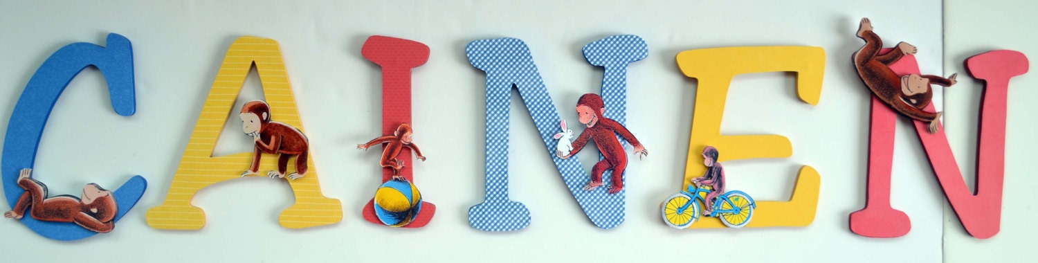 Curious George Themed Letters to Match pottery Barn Kids Bedding