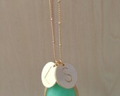 Custom Initial Stone Drop Long Necklace for Mother or Grandmother