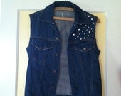 III Handmade Studded Dark Denim Party Vest III