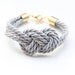 Grey triple Gold silk Knot Bracelet - 24k gold plated