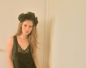 Black Rose Flower Crown - Lana Del Rey, Born To Die Flower Crown, Music Festival Crown, Coachella, Burning Man, Mystery Dinner, Hair Flowers