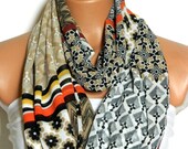 Aztec tribal pattern chiffon infinity scarf circle scarf spring scarf,summer scarves,gifts birthday gifts,laser cutting scarf