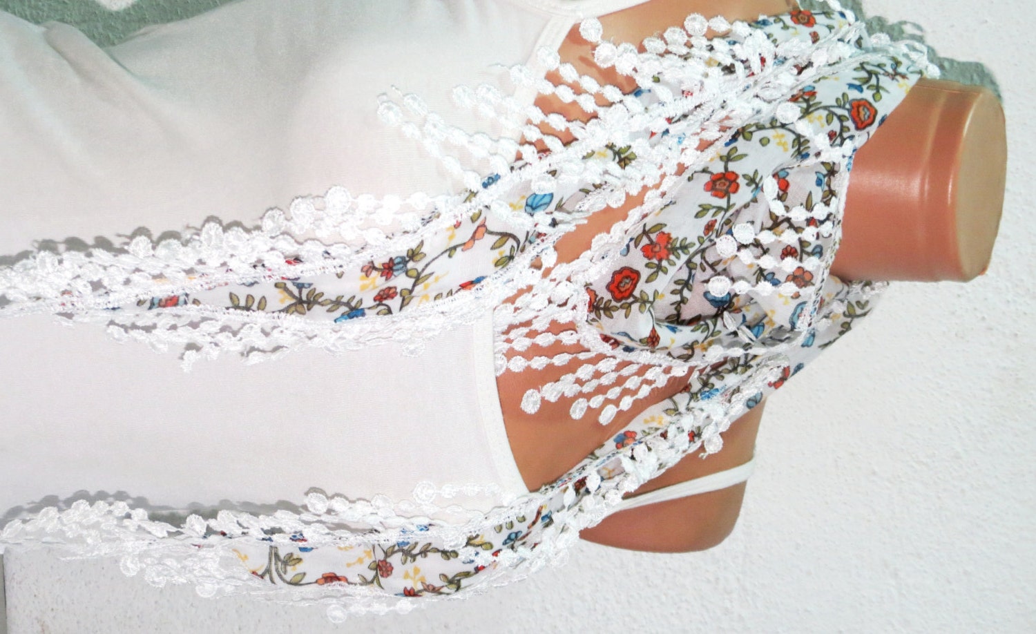 Lace Scarf, Multicolor flower Scarf. Turkish Fabric Fringed Guipure Scarf ..bandana,headband,wedding,bridal,authentic, romantic, elegant,