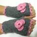 Discount  Sale-Grey and Pink Fingerless Gloves, Crochet Gloves, Gloves Mittens,  Arm warmers. Winter Accessories