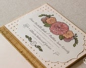 Sample Silk Folio Keepsake and Invitation Set - Eloise - Floral Flourish Cut Wedding Invitation
