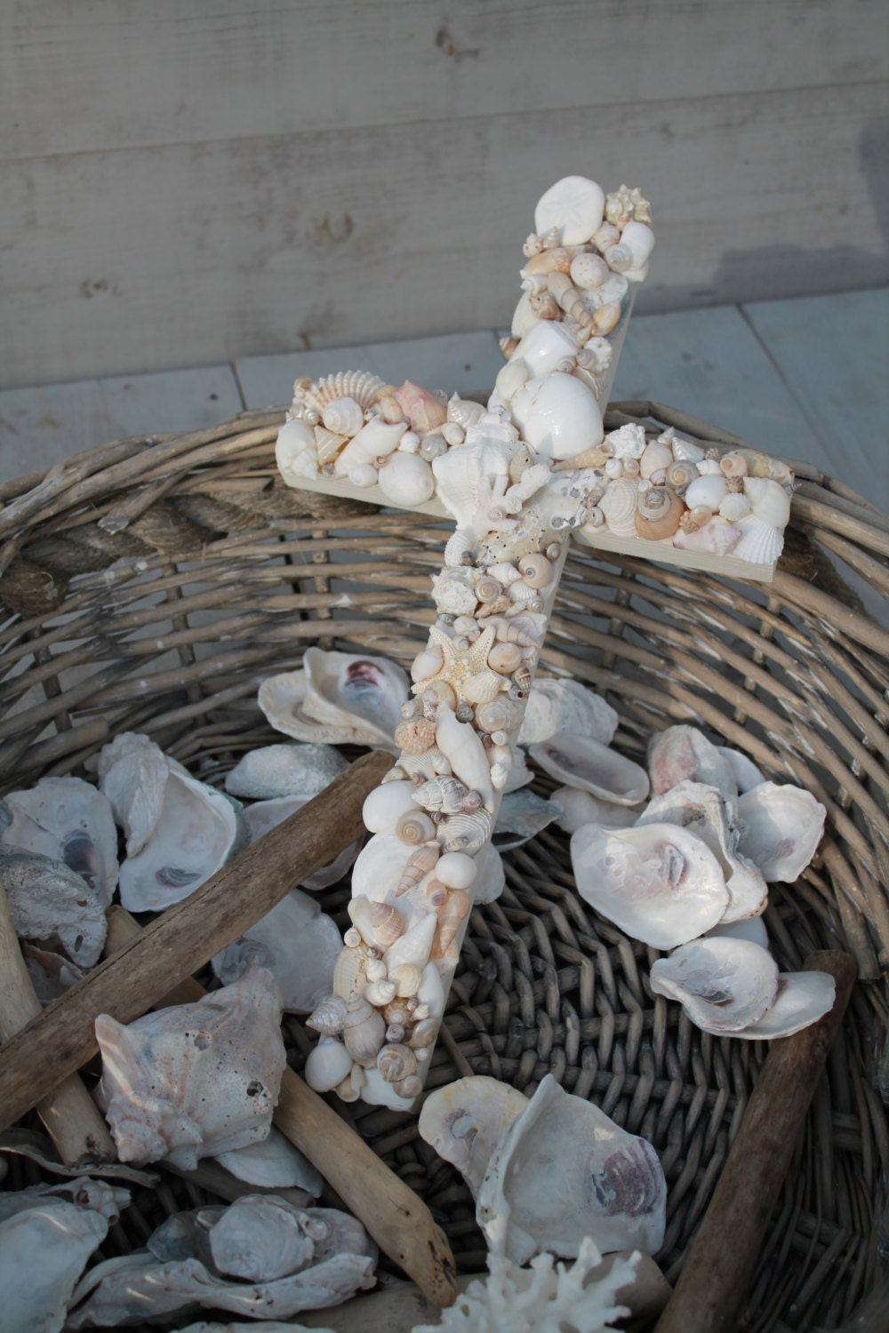 Wedding Seashell Cross/Shell Cross/Reclaimed Wood
