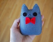 Handmade plush doll cat pianist