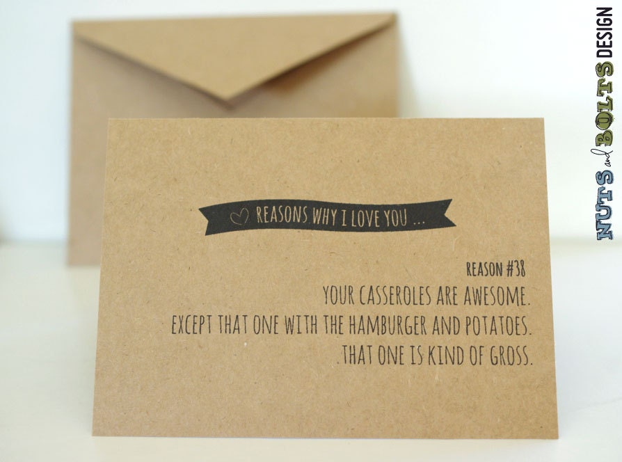 Mother's Day Card // Funny "Reasons Why I Love You" recycled card