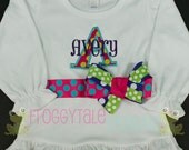 PeRsOnALiZeD Applique Initial Bodysuit Onesie or Toddler Shirt in Turquoise, Grape, Fuchsia and Lime for Little Baby Girls - Custom