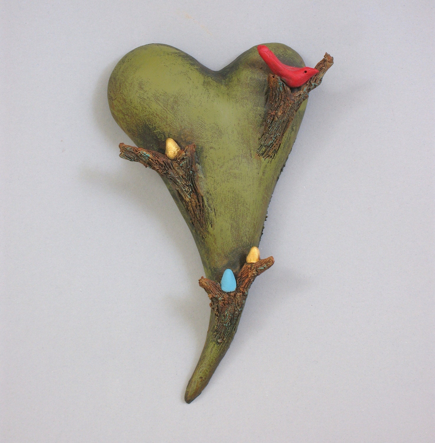 Heart, ceramic wall art, Jacquline Hurlbert, one of a kind, title: "Heart Song"
