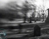 Black & White Graveyard photo Cemetery mystical 12x18" print