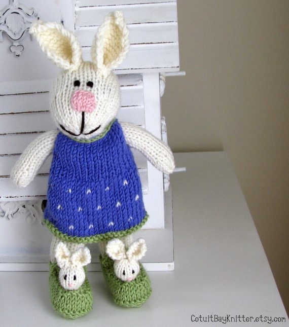 Stuffed Bunny Toy Plush Doll Hand Knit Stuffed Animal Rabbit Kids Toy Bunny Slippers Child Toy Bunny Doll Children Summer Knitted Toy Sierra