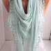 NEW - Light Mint - Jersey Scarf - Shawl Scarf - triangle scarf - Headband - Cowl with Lace Edge - Women's Fashion Accessories  DIDUCI