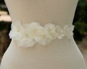 Ivory organza bouquet of flowers wedding dress belt /sash,night dress belt, bridesmaid accessorie