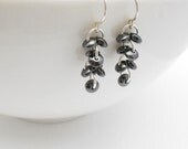 Silver and Gunmetal Bead Earrings, Silver Earrings, Beaded Earrings, Economical
