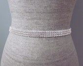 3 row Silver Rhinestone bridal wedding sash / belt, bridesmaid sash