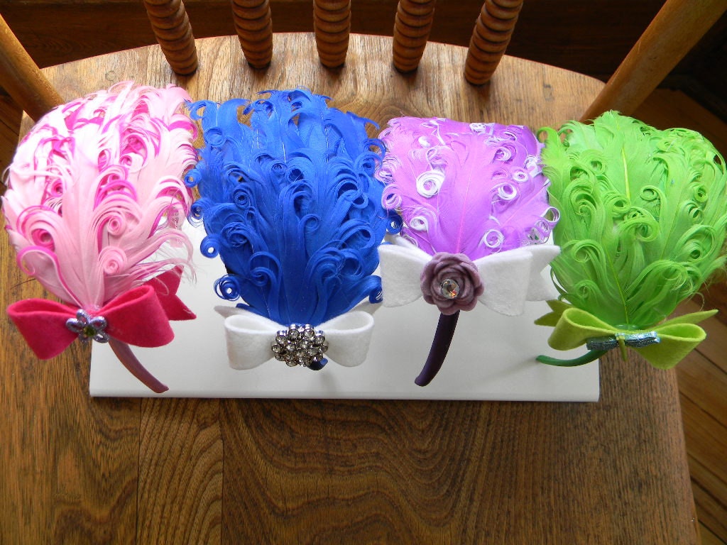 Curly Feather Pad on Co ordinating Satin Covered Hair Band