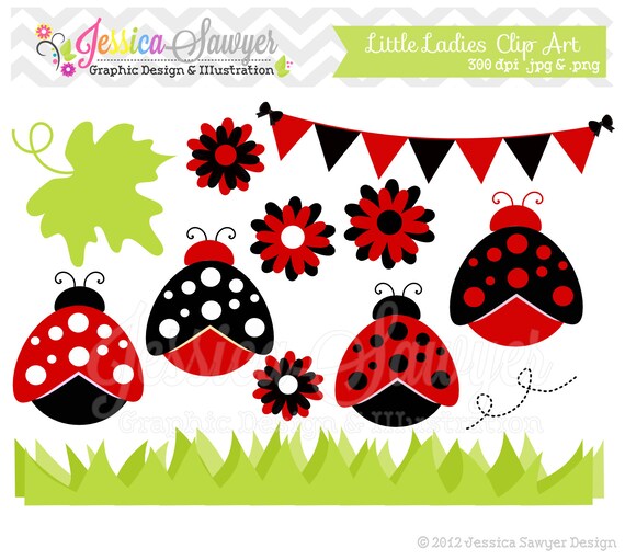 INSTANT DOWNLOAD lady bug clip art - cute bug clipart - ladybug graphic - girls image - commercial use - party supply Il_570xn
