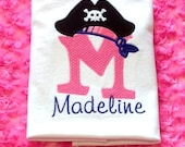 Girls Pirate Applique Birthday T-Shirt or Onesie Personalized