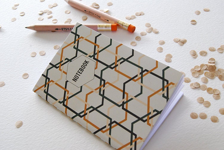 NEW // Small Notebook 2, binder over gold - Pale pink, Tan, Green and Black