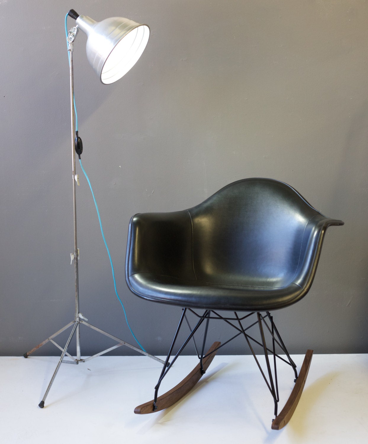 Eames for Herman Miller Fiberglass Rocker Black Naugahyde RAR-1