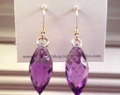 Amethyst and Gold Wire Earrings