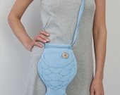 Pastel Blue / Aqua Blue Bag Purse Fish Bag Purse Small Purse Nautical Fish Ocean Beach Summer Bag Cute Kawaii