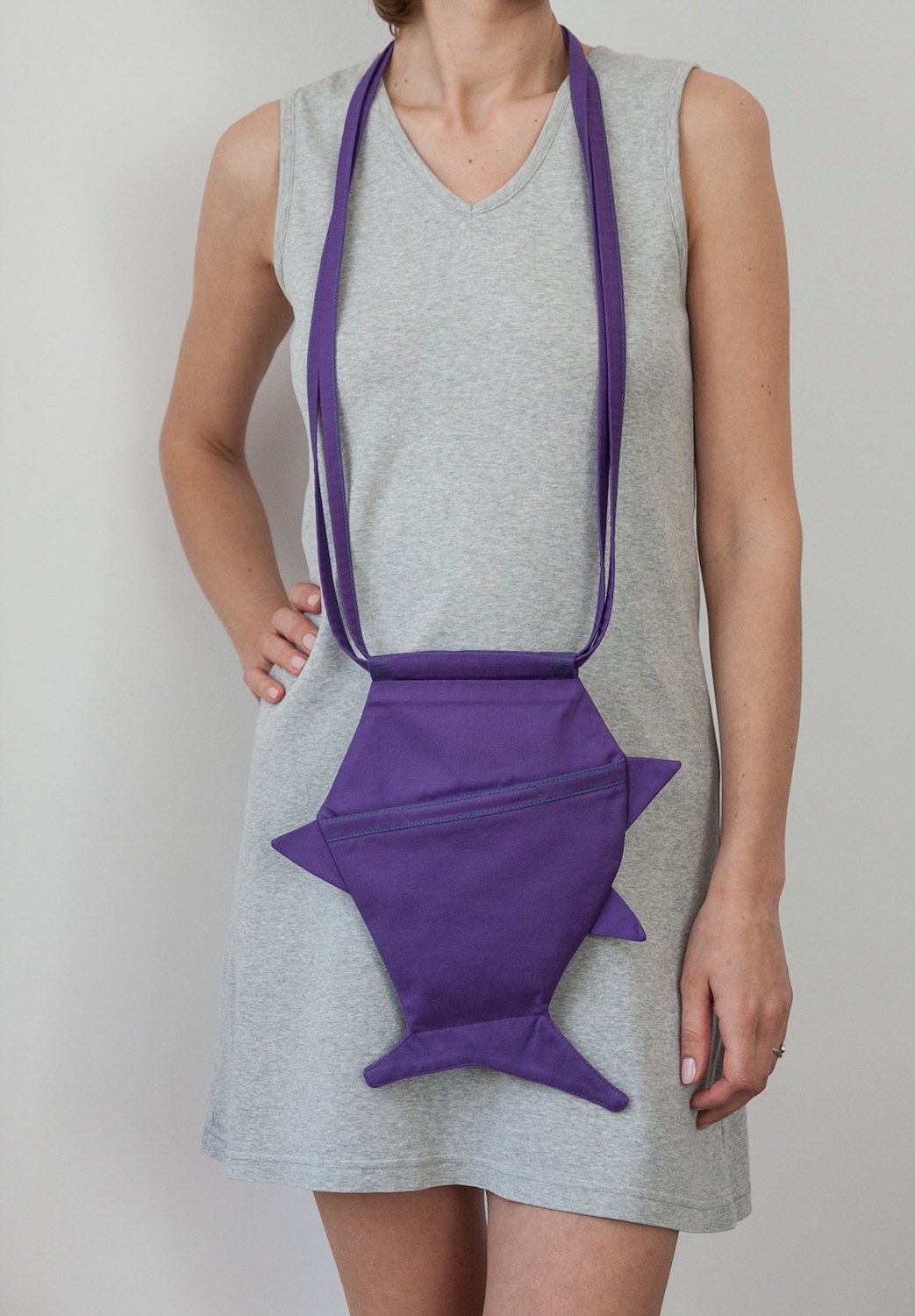 Purple Geometric Bag Fish Bag Sea Punk Small Purse Urban Cotton Bag Purse Unisex Hipster