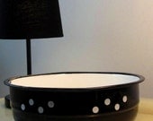 Vintage Enamel Bowl in Black color with White Dots