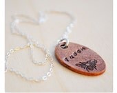 Queen Bee Necklace - Queen B Jewelry - Copper Honeybee Necklace - Sterling Silver - Hand Stamped Necklace
