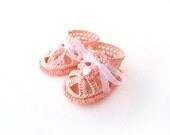 Baby GIrl Sandals size 0-3 Months 3-6 Months - peach coral for baby girl - pastel easter