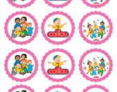 Caillou Theme Inspired Digital Favor Tags in Red or Pink /Cupcake Topper Il_170x135