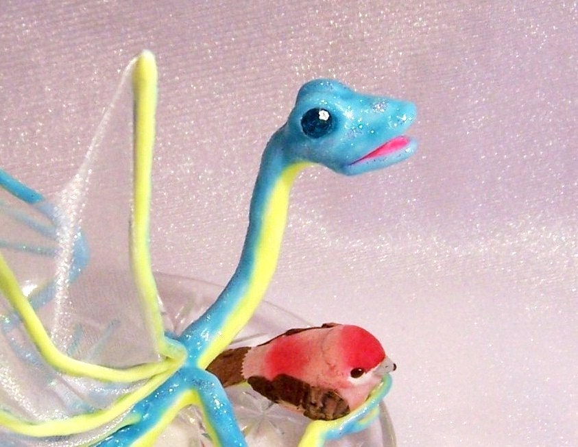 Dragon Art Doll: Abby's Pet Bird, Turquoise Glow in the Dark Dragon