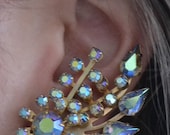 Vintage sparkly 1950's Antique Blue Aurora Earrings - Excellent Stones