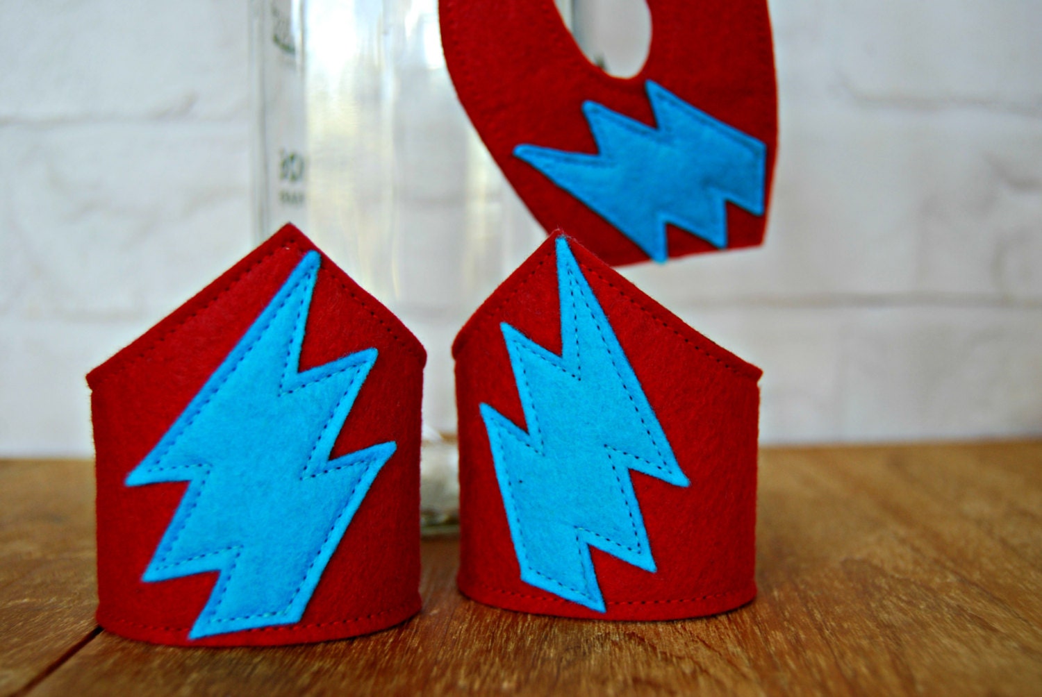 CHILD Felt Super Hero mask and cuff set Halloween costume Photography prop