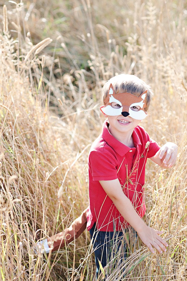 CHILD Fox mask and tail set Halloween costume Photography prop
