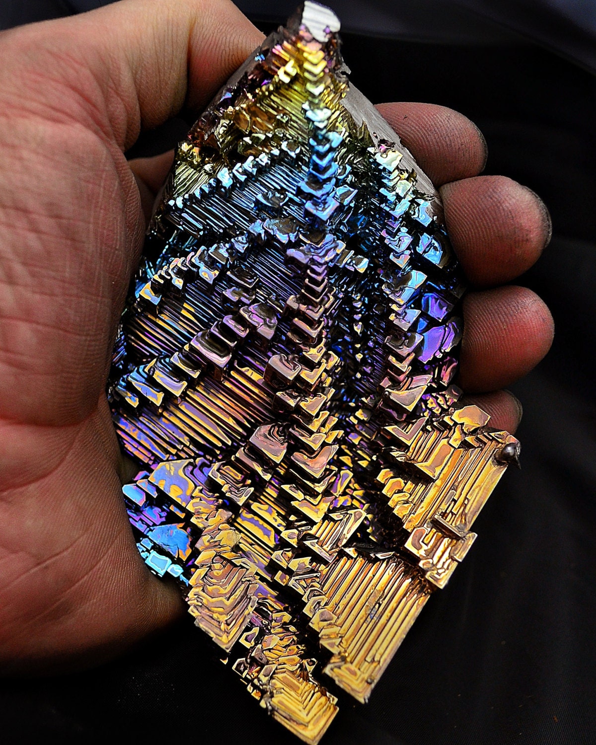 The Many Paths to Heaven, Large Bismuth Metal Crystal, Iridescent, Fractal, Unique Art Sculpture