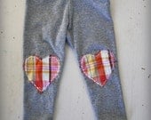 Design your own Leggings - Newborn, Baby, Toddler, Girls Stretch Leggings with Heart Knee Patch