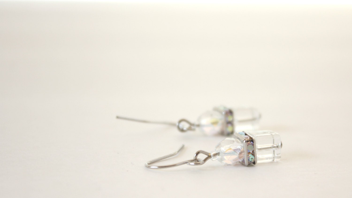 Clear Crystal and Glass Dangle Earrings