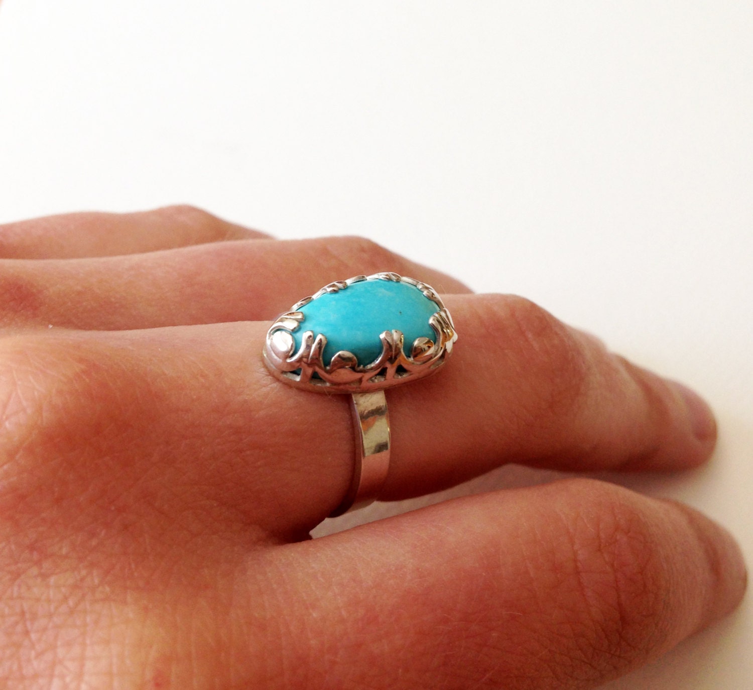 Vintage Turquoise Ring Set in Sterling Silver