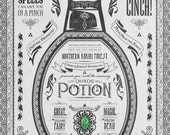 Legend of Zelda Potion Series Green Chu Hyrule Vintage Art  signed museum quality giclée fine art print 16" x 20"