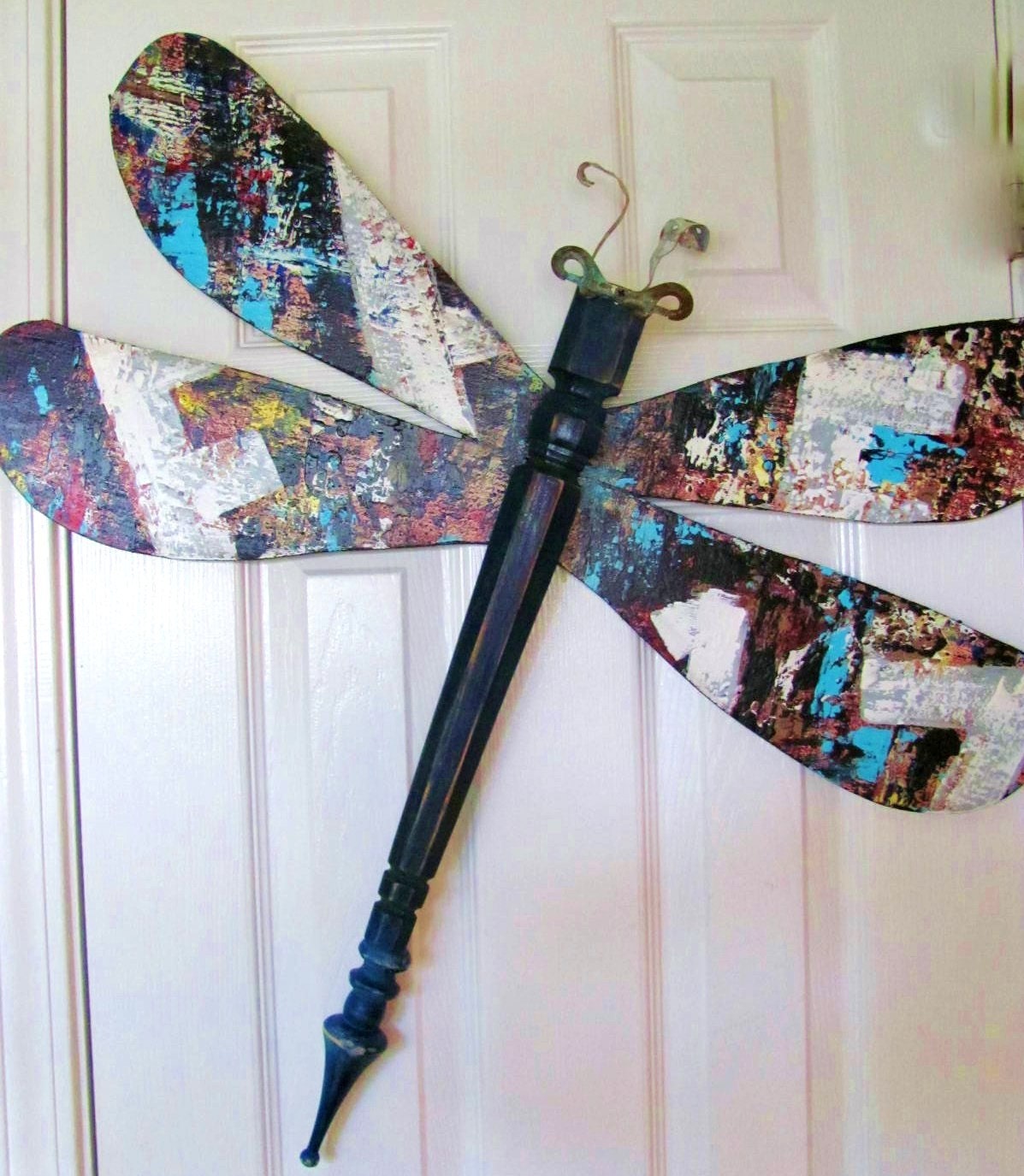 Table Leg Dragonfly Wall Art- Funky Graffiti Urban Industrial Signage Hand Painted Wings