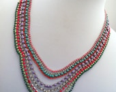 Neon Spring Vintage Hand Painted Rhinestone Statement Necklace