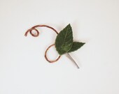 Green Velvet Leaf Hair Clip - Woodland Wedding - Handmade Velvet Leaves & Rustic Twining Branches, Vines