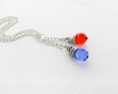 Health and Mana Potion Necklace, Wire Wrapped Pendant, Red and Blue, Geek Jewelry