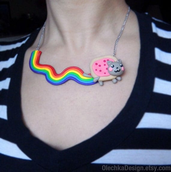 Nyan Cat Internet Meme Geek Necklace, Valentines Day Gift