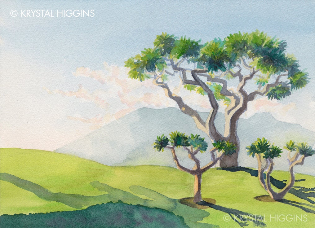 12 x 16 Hawaii "Hualalai Trees" Print of Original Watercolor