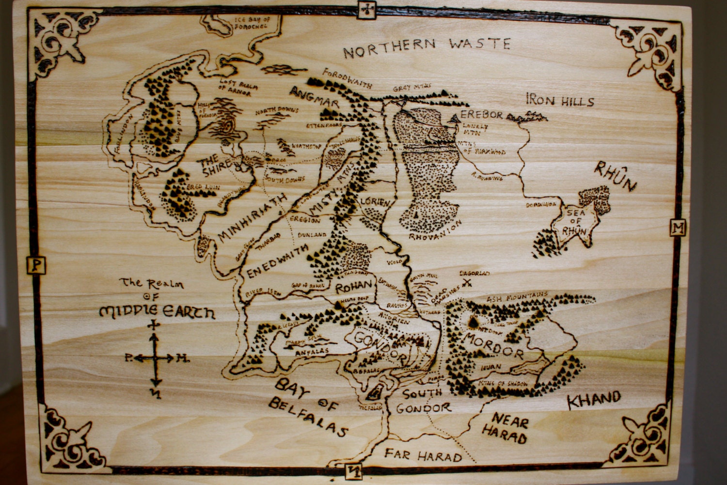 Lord Of The Rings Middle Earth Wood Burned Plaque