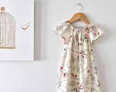 Alice in Wonderland Toddler Girls Dress-cotton gauze-baby whimsical retro cream red-peasant sundress-Children Clothing by Chasing Mini